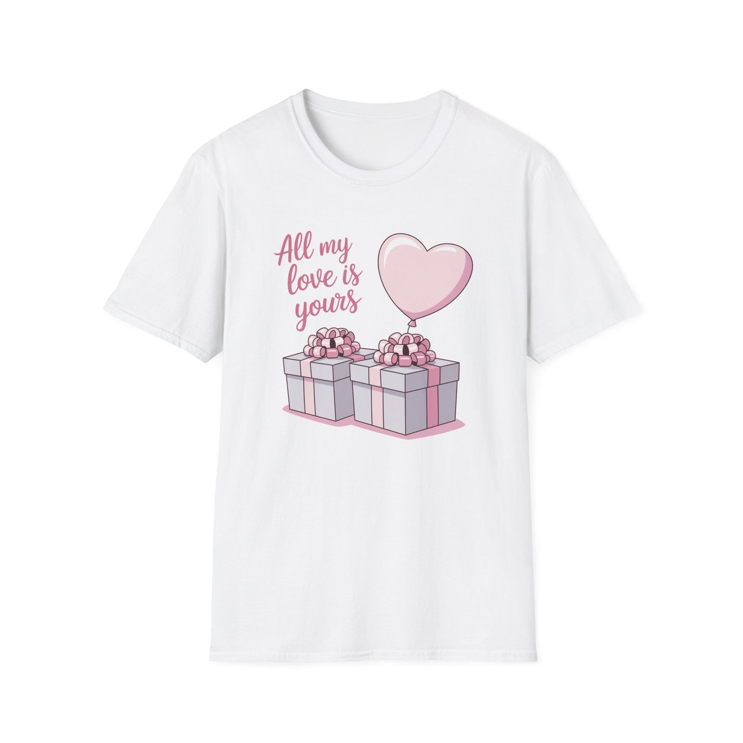 Sweet 'All My Love Is Yours' T-Shirt | Romantic Heart Balloon & Gifts Tee for Valentine's & Anniversaries