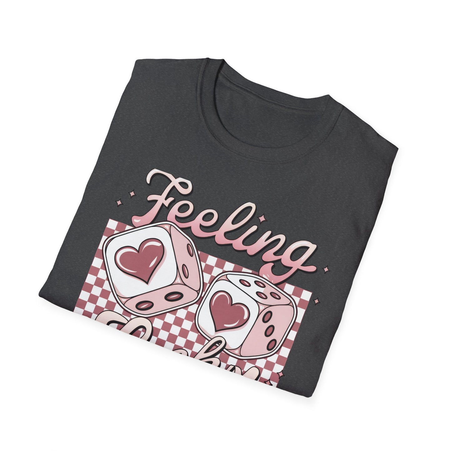 Sweet Feeling Lucky Dice & Hearts T-Shirt - Trendy Kawaii Love Charm Tee for Women & Teens