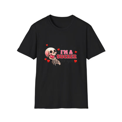 Funny Skeleton Love T-Shirt: "I'm a Sucker for You" Valentine's Day Graphic Tee - Unique Couple's Gift