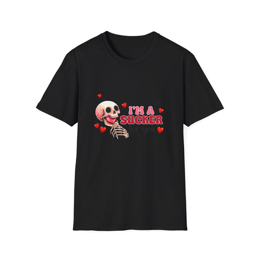 Funny Skeleton Love T-Shirt: "I'm a Sucker for You" Valentine's Day Graphic Tee - Unique Couple's Gift