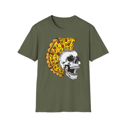 Epic Pizza Mohawk Skull T-Shirt | Radical Foodie & Punk Rock Style Tee | Unique Apparel for Men & Women