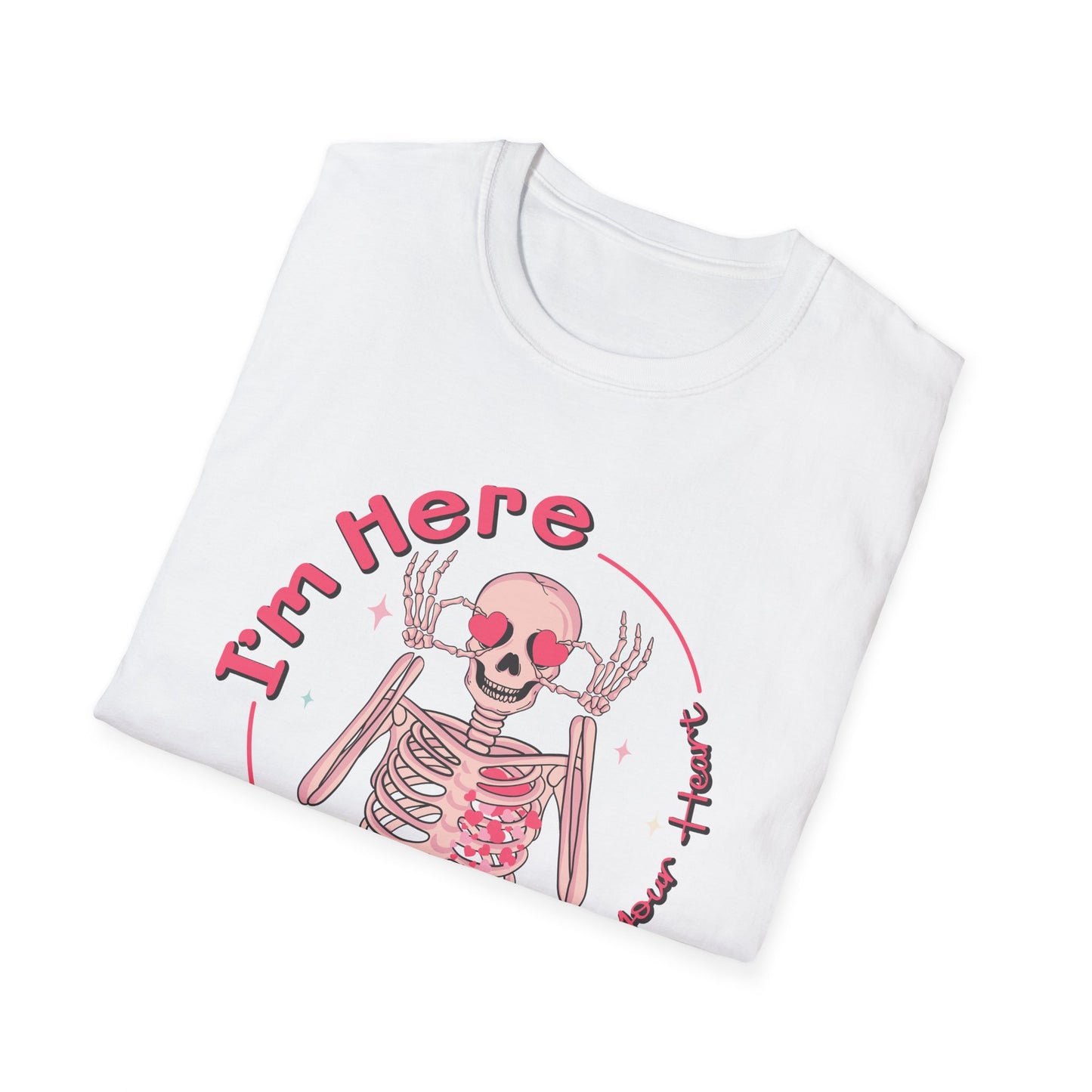 Charming Skeleton Love T-Shirt: "I'm Here To Steal Your Heart" Valentine's Day Graphic Tee – Unique Romantic Gift