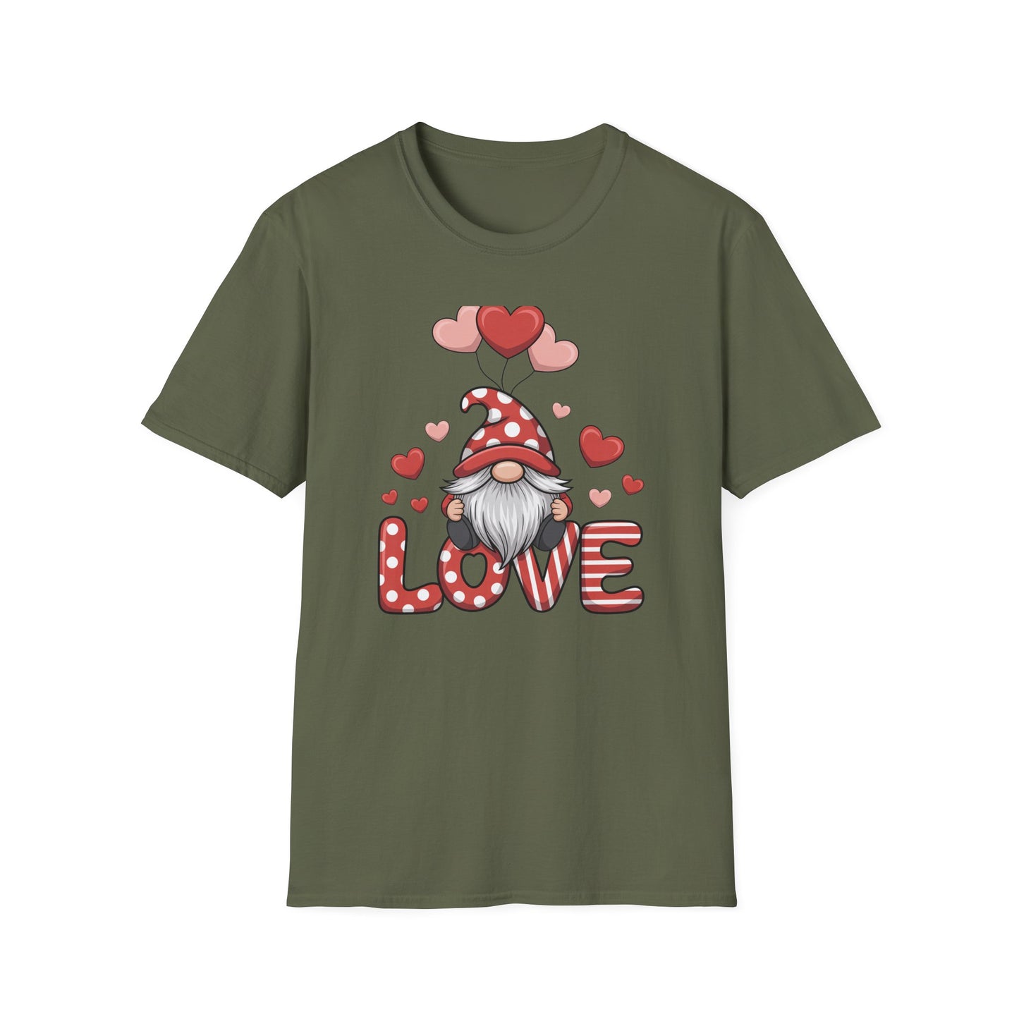 Charming Valentine Gnome Love T-Shirt | Cute Heart Design & Polka Dot Hat | Sweet Holiday Gift for Her