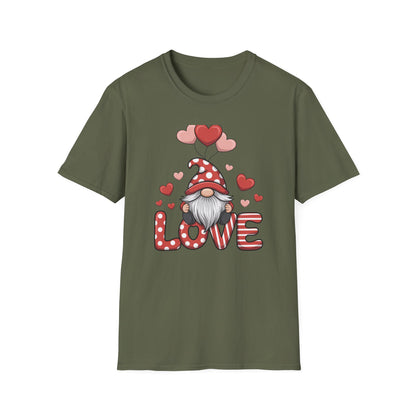 Charming Valentine Gnome Love T-Shirt | Cute Heart Design & Polka Dot Hat | Sweet Holiday Gift for Her