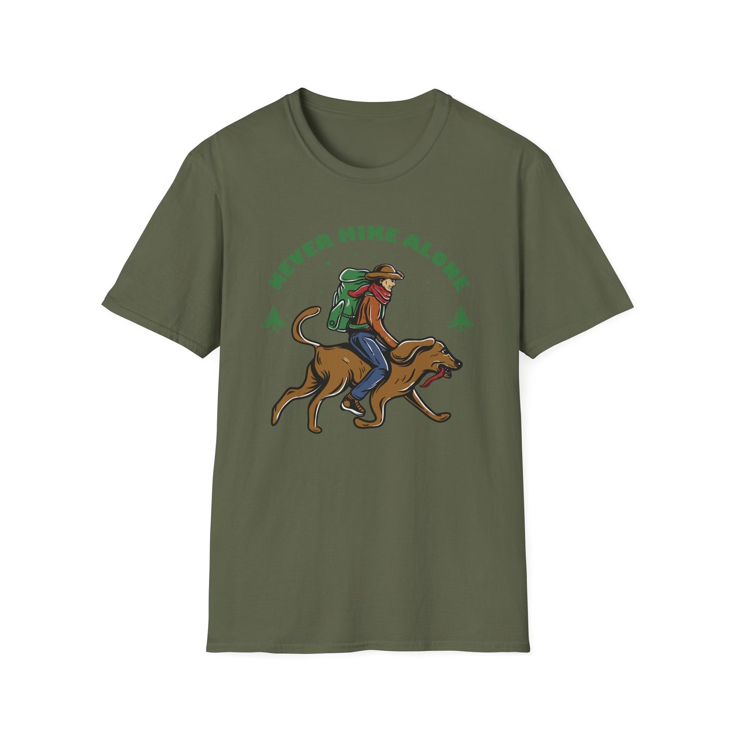 Never Hike Alone T-Shirt | Epic Hiker & Dog Lover Tee for Outdoor Adventures | Companion Goal Shirt Gift
