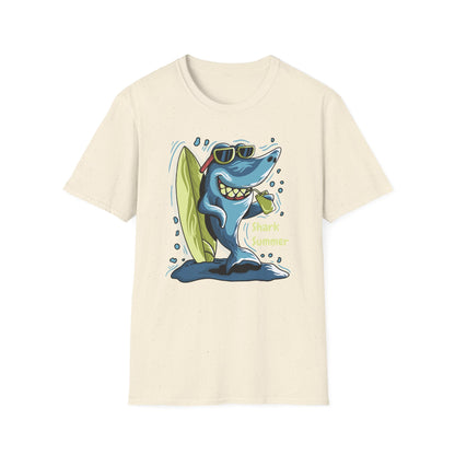 Chill Shark Summer Surfer T-Shirt | Funny Beach Vacation & Ocean Lover Tee | Awesome Ocean Vibes Gift for Men & Women