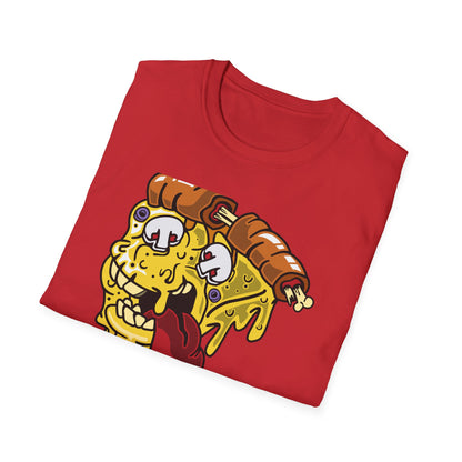 Dripping Zombie Pizza Slice T-Shirt - Ghoulish Horror Foodie Monster Tee for Halloween & Unique Style