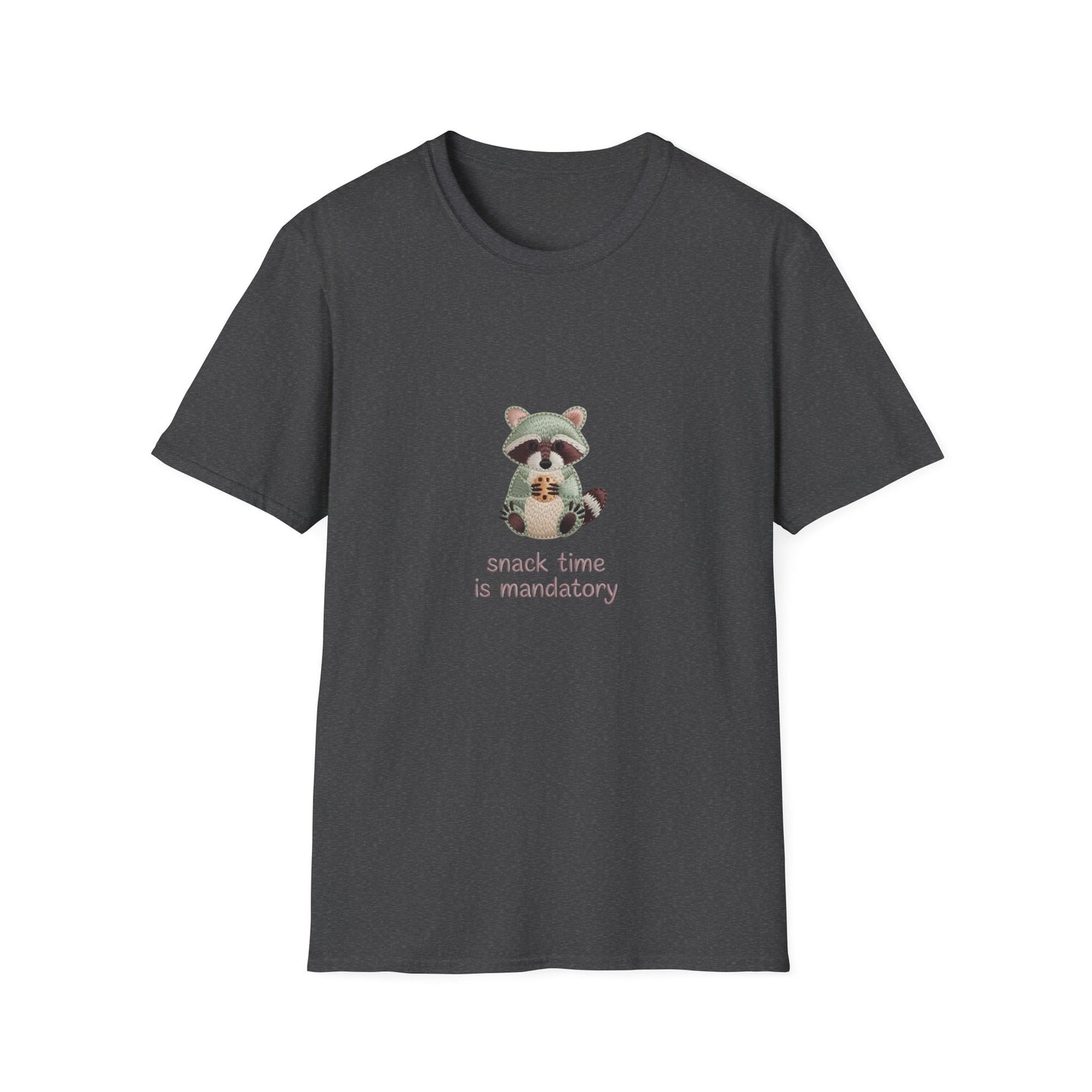 Irresistible Raccoon T-Shirt: "Snack Time is Mandatory" Funny Tee for Cookie & Animal Lovers – Cute Graphic Gift!