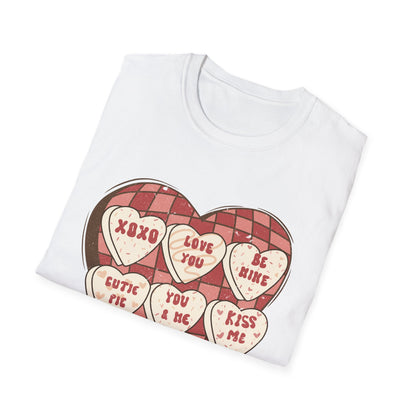 Charming Retro Conversation Hearts T-Shirt | Vintage Valentine's Day Sweetheart Candy Box Tee | Adorable Love Gift