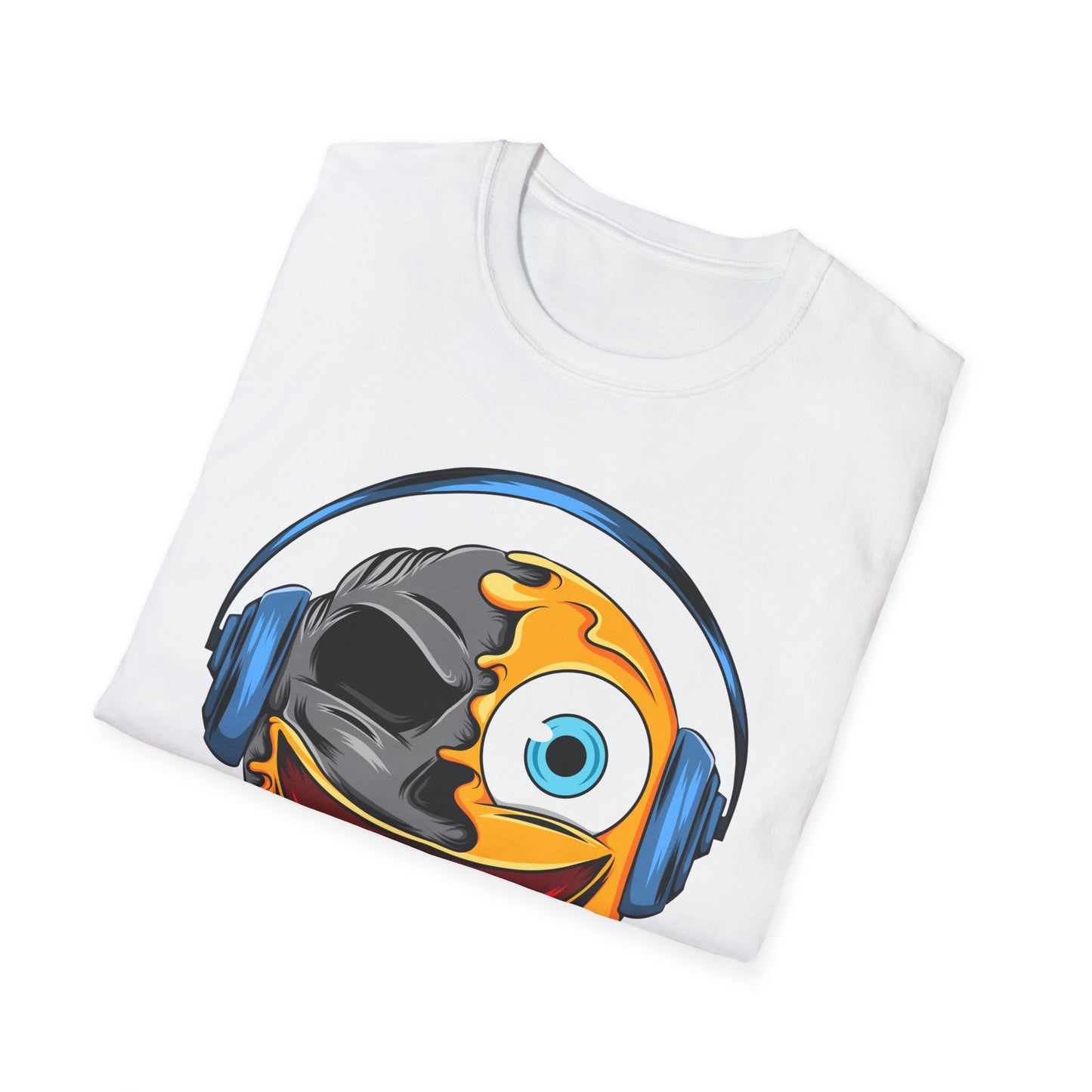 Mind-Blowing Melting Emoji Skull Headphones T-Shirt - Awesome Music Lover DJ Rave Tee
