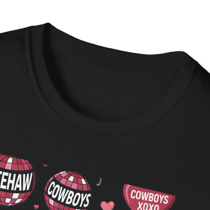Howdy Valentine Cowboy T-Shirt | Sweet Western Love & YEEHAW Disco Heart Tee for Her | Unique Valentine's Day Gift