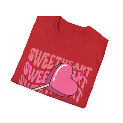 Charming Sweetheart Heart Lollipop T-Shirt - Groovy Retro Valentine's Day Gift for Her!