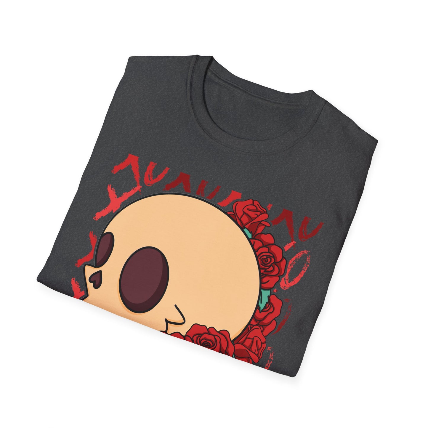 Charming XOXO Skull & Roses T-Shirt | Sweet Gothic Love Tee | Unique Edgy Romantic Print-on-Demand Apparel Gift