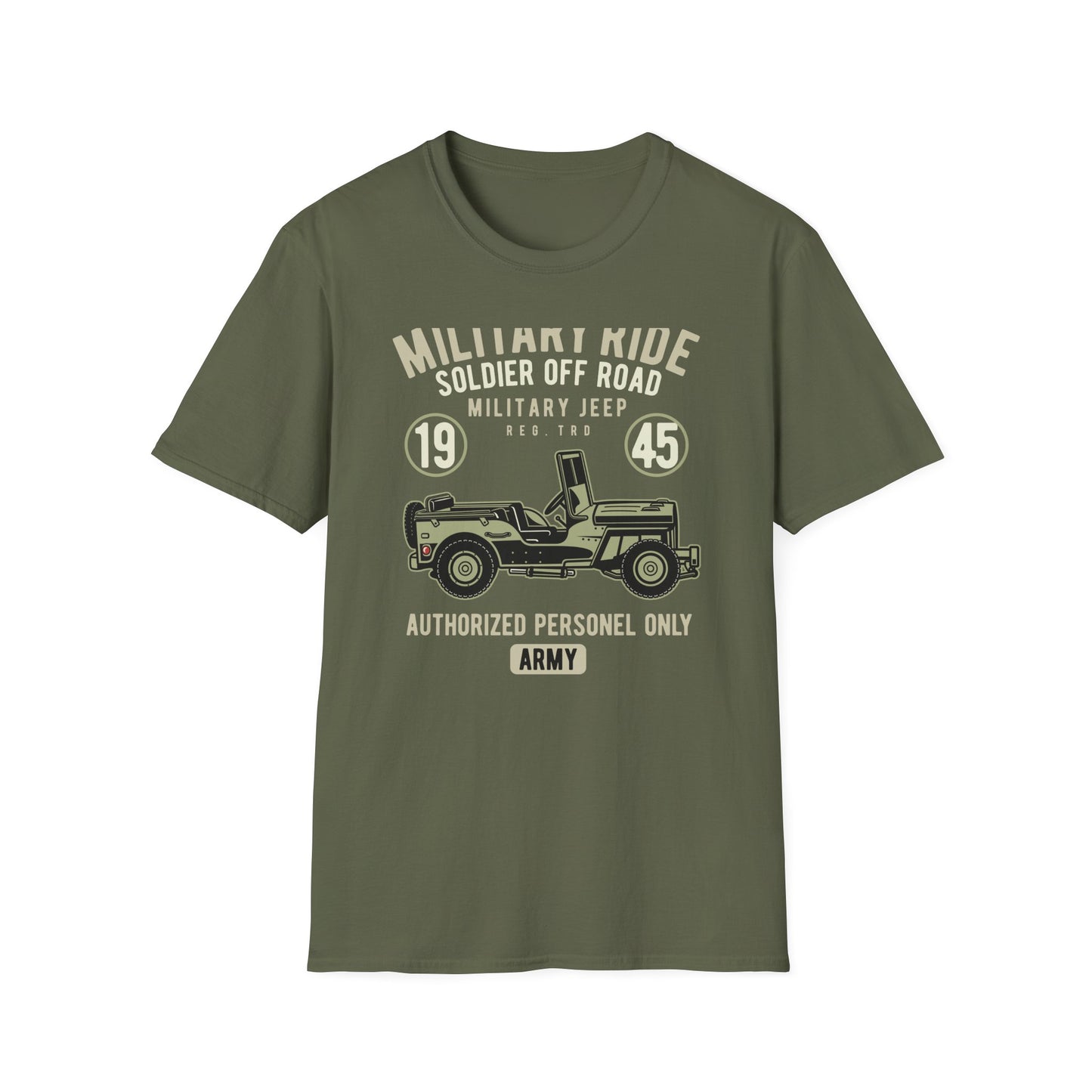 Awesome Vintage Military Jeep 1945 T-Shirt | Soldier Off-Road Army Graphic Tee for Veterans & History Buffs