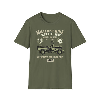 Awesome Vintage Military Jeep 1945 T-Shirt | Soldier Off-Road Army Graphic Tee for Veterans & History Buffs
