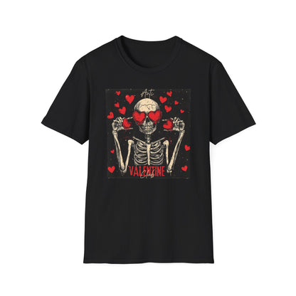 Anti Valentine Club Skeleton T-Shirt - Edgy Skull with Heart Sunglasses & Dripping Hearts | Grunge Anti-Love Tee