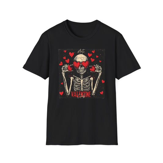 Anti Valentine Club Skeleton T-Shirt - Edgy Skull with Heart Sunglasses & Dripping Hearts | Grunge Anti-Love Tee