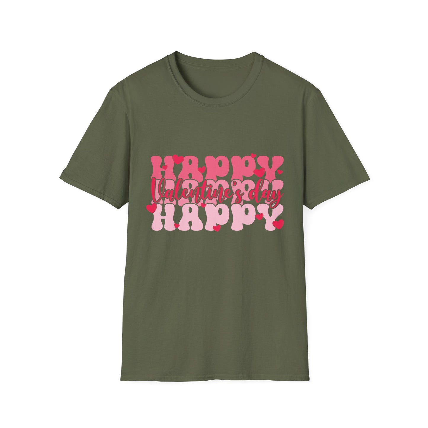 Groovy Happy Valentine's Day T-Shirt | Retro Pink Hearts Love Tee | Cute Festive Cupid Shirt for Women & Men