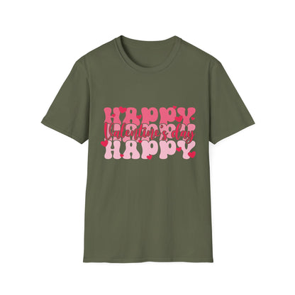 Groovy Happy Valentine's Day T-Shirt | Retro Pink Hearts Love Tee | Cute Festive Cupid Shirt for Women & Men