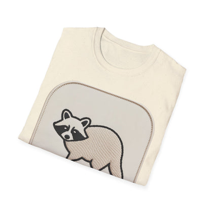 Hilarious Raccoon "Snacks Required" T-Shirt | Cute Embroidered Look Animal Lover & Foodie Gift | Unique Soft Tee