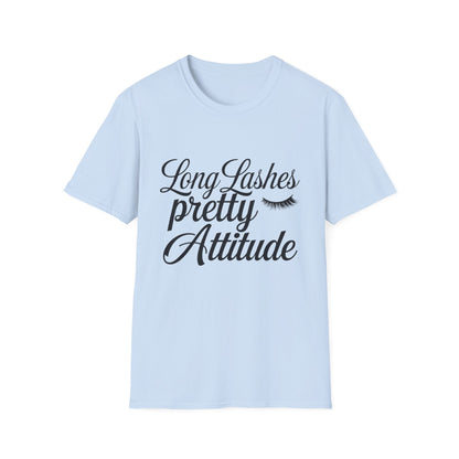 Long Lashes Pretty Attitude T-Shirt | Chic Makeup Lover Tee | Fierce & Fabulous Women's Beauty Statement Top