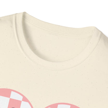 Trendy 'Be Mine' Valentine's T-Shirt | Cute Pink Checkerboard Heart Tee | Retro Y2K Love Gift for Her