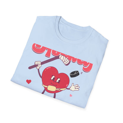 Groovy Hockey Is My Valentine T-Shirt - Cute Retro Heart Hockey Fan Tee - Perfect Valentine's Day Gift for Ice Hockey Lovers