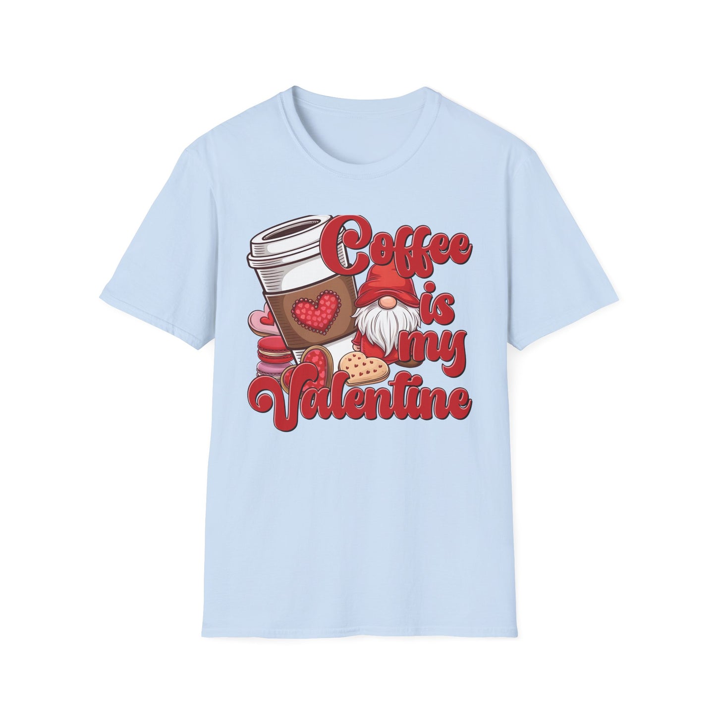 Coffee Is My Valentine Gnome T-Shirt | Charming Heart Coffee Lover Tee | Funny Anti-Valentine's Day Gift for Singles & Sweet Tooths