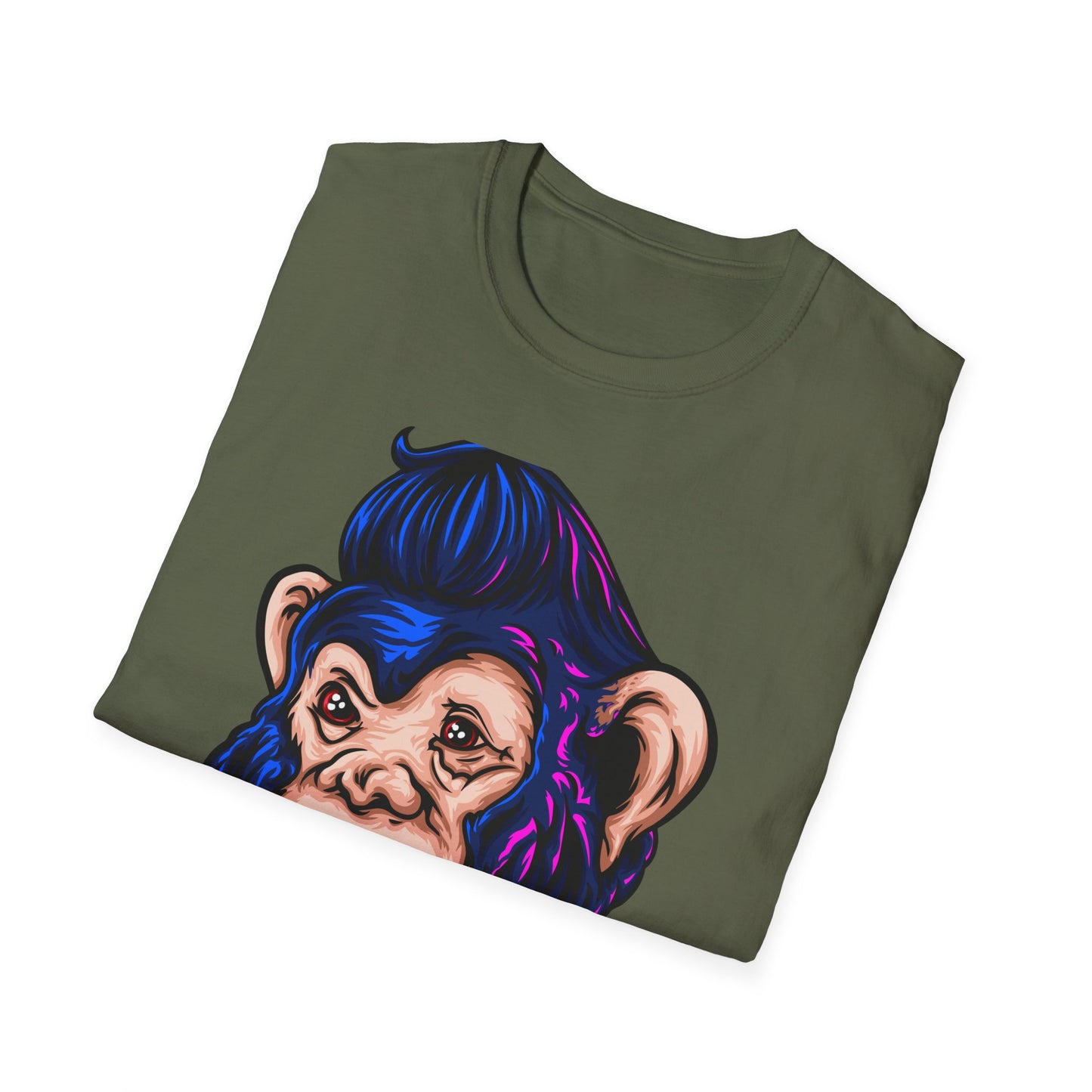 Bold Punk Chimp T-Shirt | Edgy Monkey with Attitude & Rad Pompadour Hair | Unique Streetwear Animal Art Tee