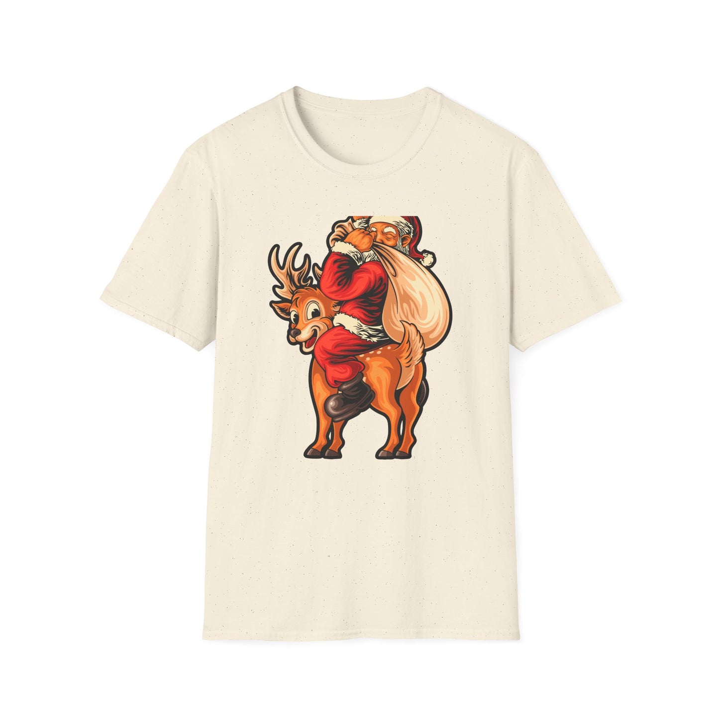 Epic Santa Riding Reindeer T-Shirt - Funny Christmas Piggyback Holiday Tee | Joyful Festive Apparel