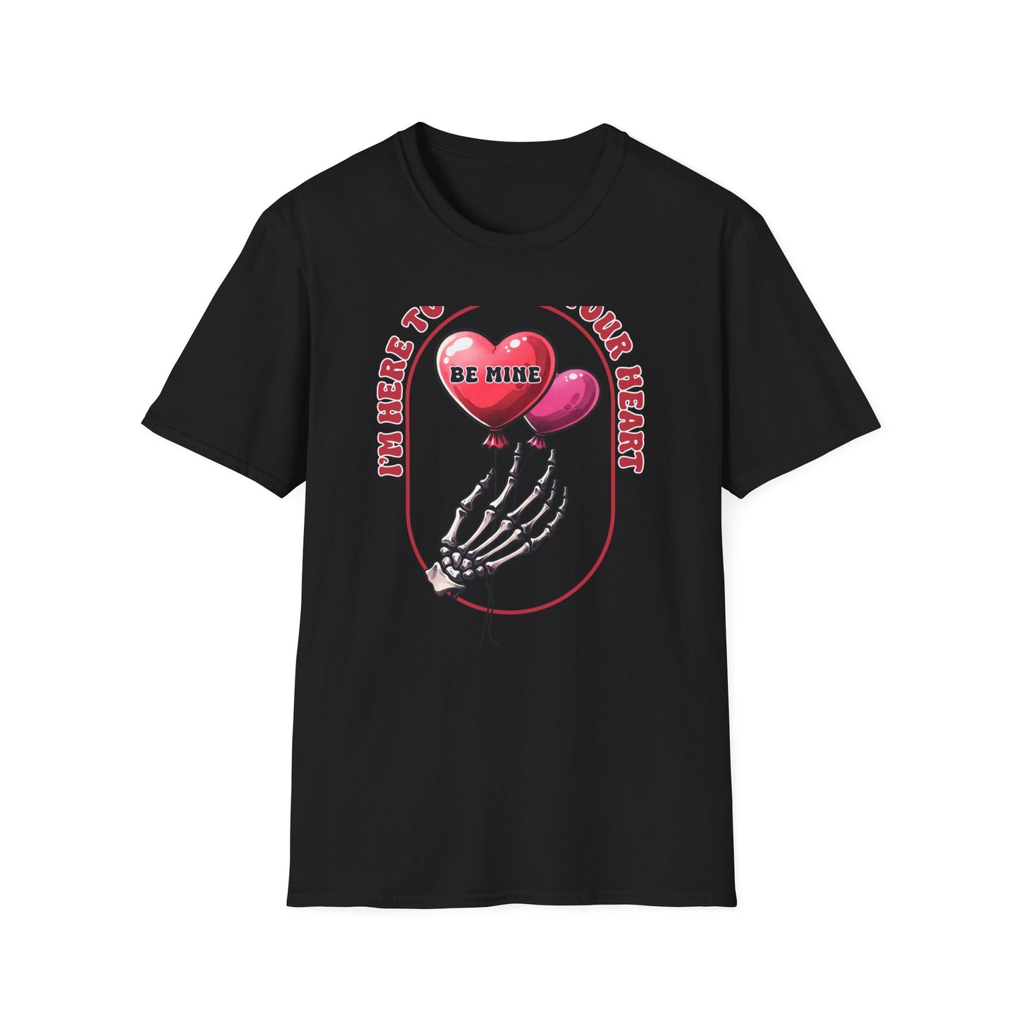 Edgy 'Steal Your Heart' T-Shirt | Skeleton Hand & Heart Balloons | Unique Valentine's Day Love Tee for Couples