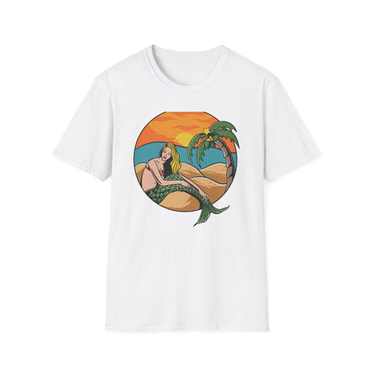 Stunning Mermaid Sunset Beach T-Shirt | Vibrant Tropical Vacation Tee for Women | Dreamy Summer Ocean Vibes
