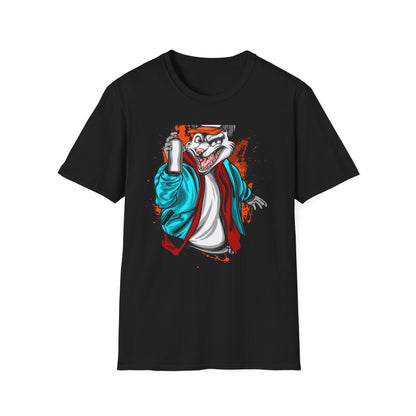 Unleash Your Inner Rebel: Epic Graffiti Rat T-Shirt - Bold Street Art Rodent Design with Spray Can for Urban Style