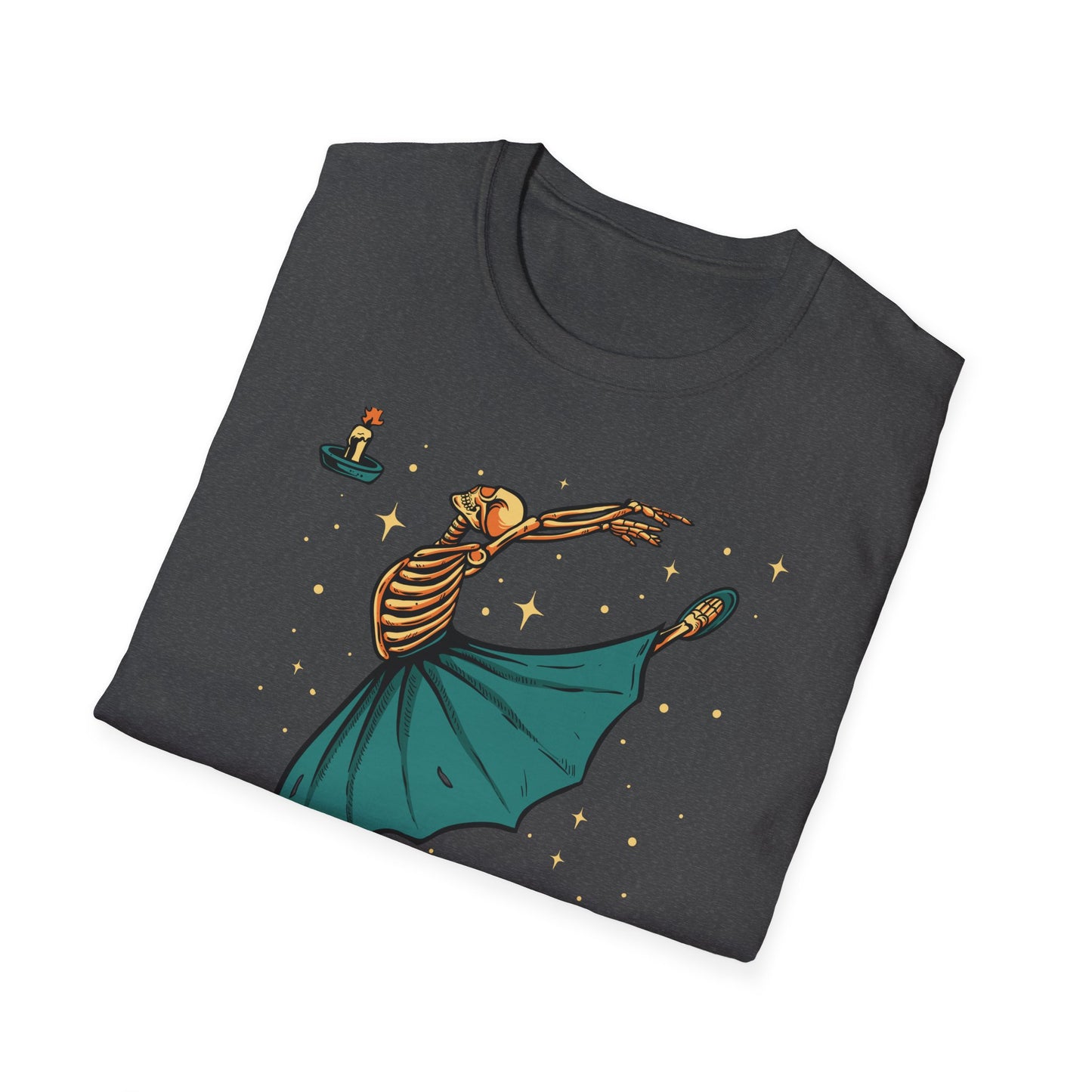 Enchanting Skeleton Ballerina T-Shirt | Mystical Dance Goth Tee | Unique Spooky Chic Apparel for Halloween & Beyond