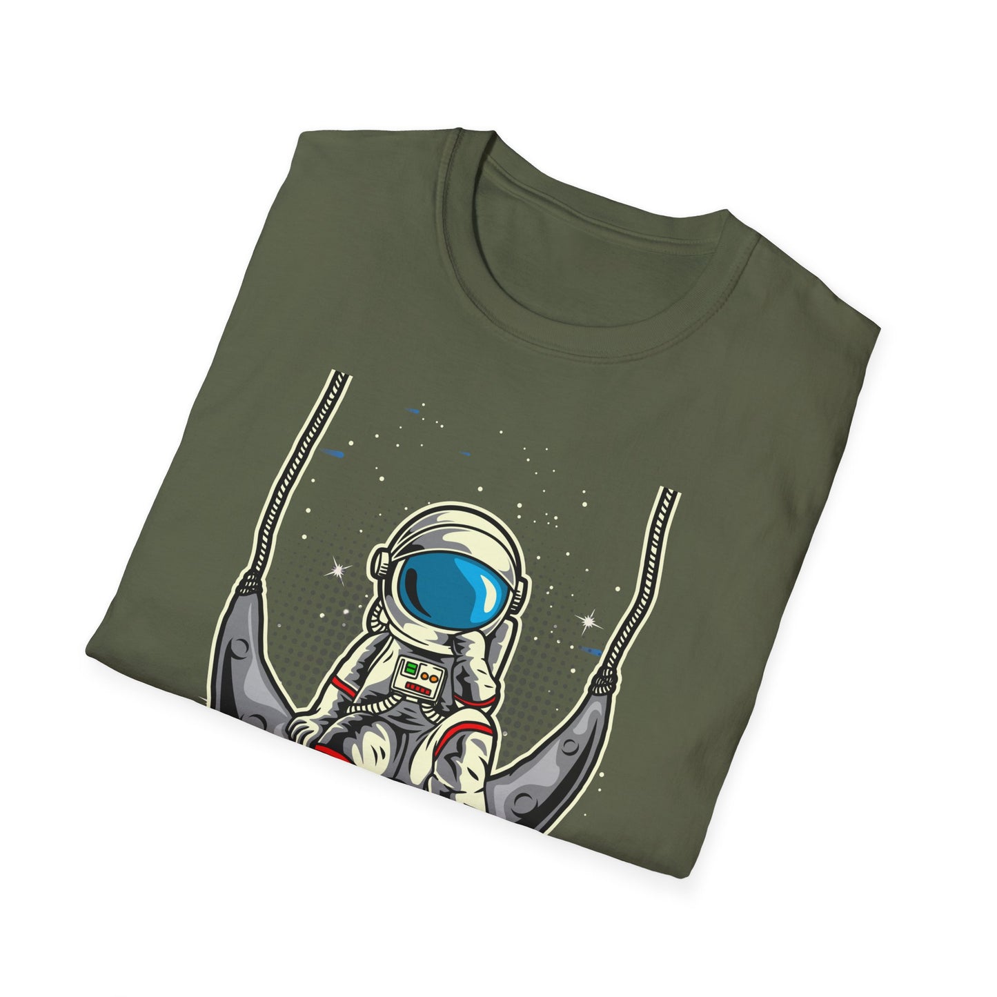 Cosmic Dreamer Astronaut Moon Swing T-Shirt | Unique Space Explorer Tee for Stargazers & Sci-Fi Fans