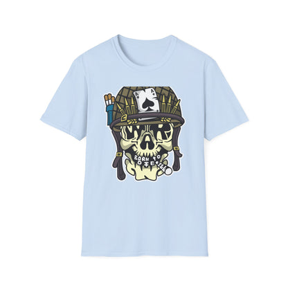 Born to Die Military Skull T-Shirt - Edgy Ace of Spades & Bullet Helmet Tee for Veterans, Bikers & Tattoo Lovers | Bold Statement Shirt