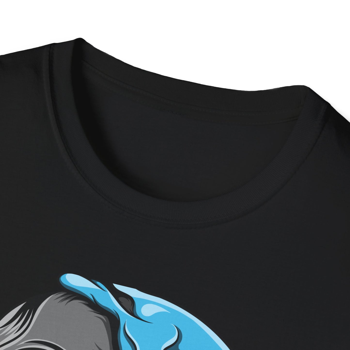 Epic Melting Skull & Blue Cartoon Split Face T-Shirt | Unique Edgy Graphic Tee for Streetwear & Art Lovers
