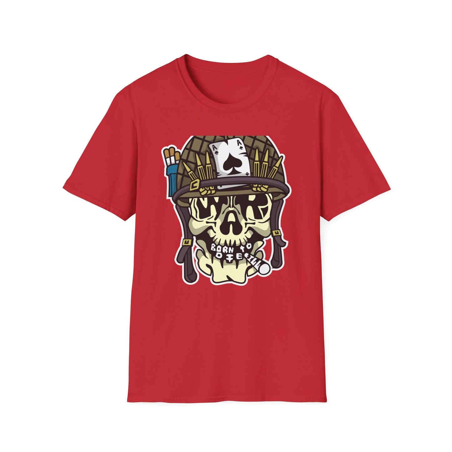 Born to Die Military Skull T-Shirt - Edgy Ace of Spades & Bullet Helmet Tee for Veterans, Bikers & Tattoo Lovers | Bold Statement Shirt