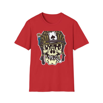 Born to Die Military Skull T-Shirt - Edgy Ace of Spades & Bullet Helmet Tee for Veterans, Bikers & Tattoo Lovers | Bold Statement Shirt