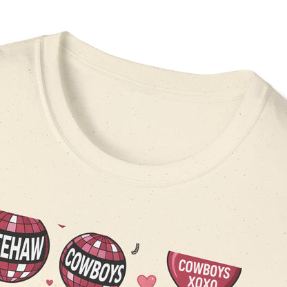 Howdy Valentine Cowboy T-Shirt | Sweet Western Love & YEEHAW Disco Heart Tee for Her | Unique Valentine's Day Gift
