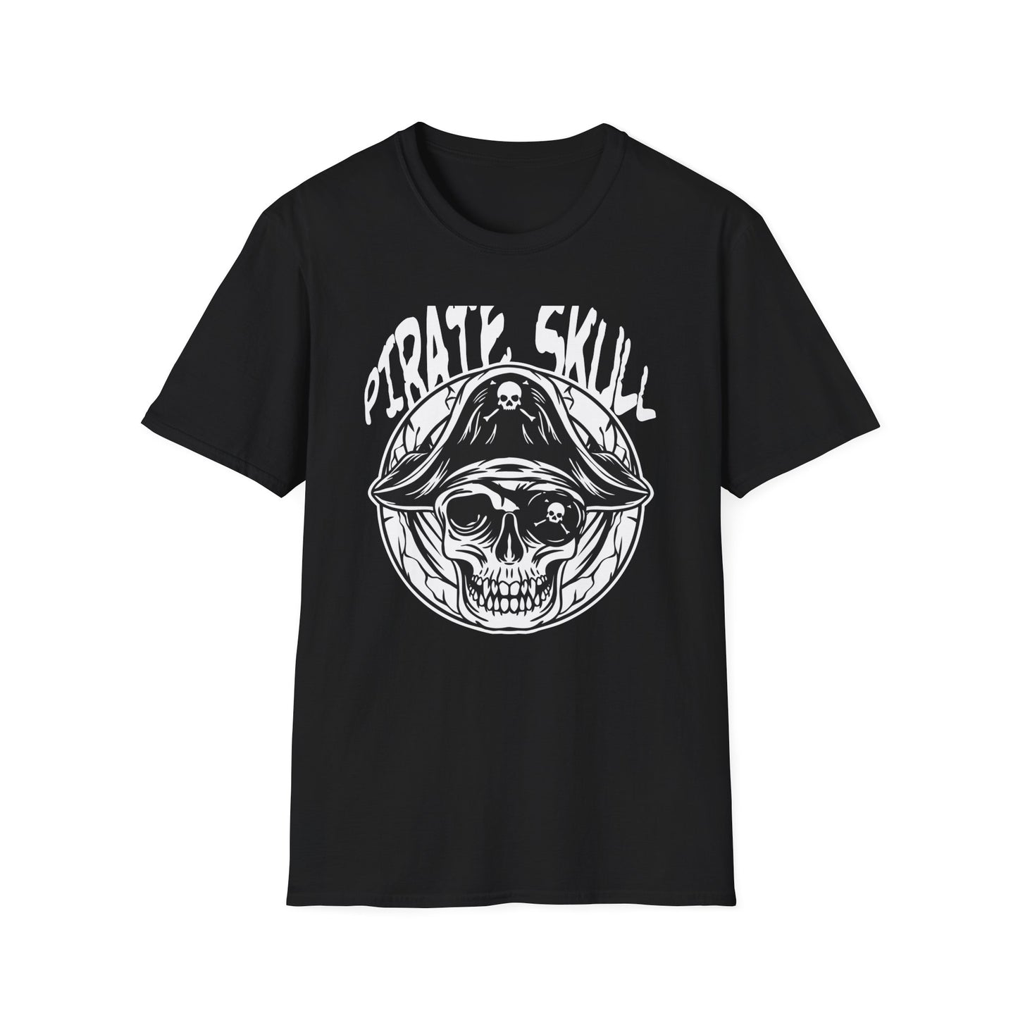 Epic Pirate Skull T-Shirt - Bold Eye Patch & Captain's Hat Design - Unique Skeleton Tee for Adventurers & Halloween