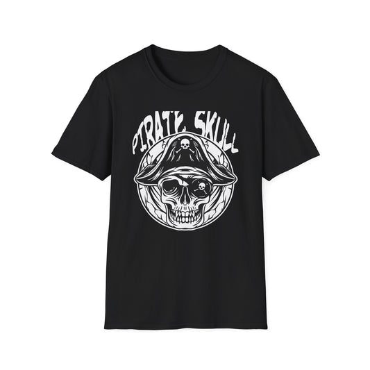 Epic Pirate Skull T-Shirt - Bold Eye Patch & Captain's Hat Design - Unique Skeleton Tee for Adventurers & Halloween