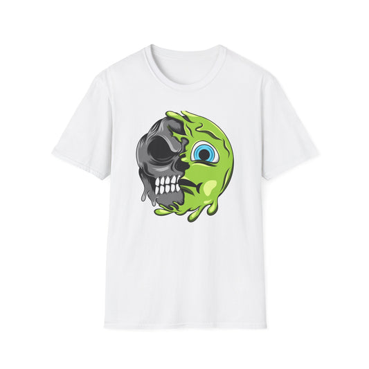 Epic Melting Skull & Slime T-Shirt - Vibrant Half-Skull Gooey Monster Graphic Tee for Edgy & Alternative Style
