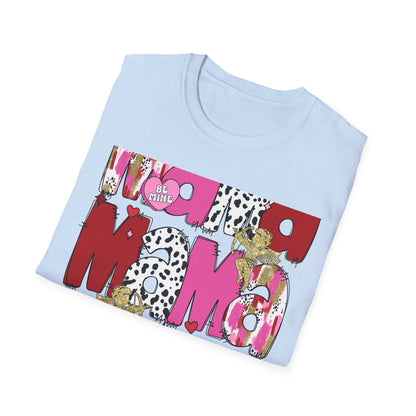 Chic Mama Valentine T-Shirt: Sparkling Cupid, Dalmatian Spots & Be Mine Hearts. Trendy Gift for Moms!
