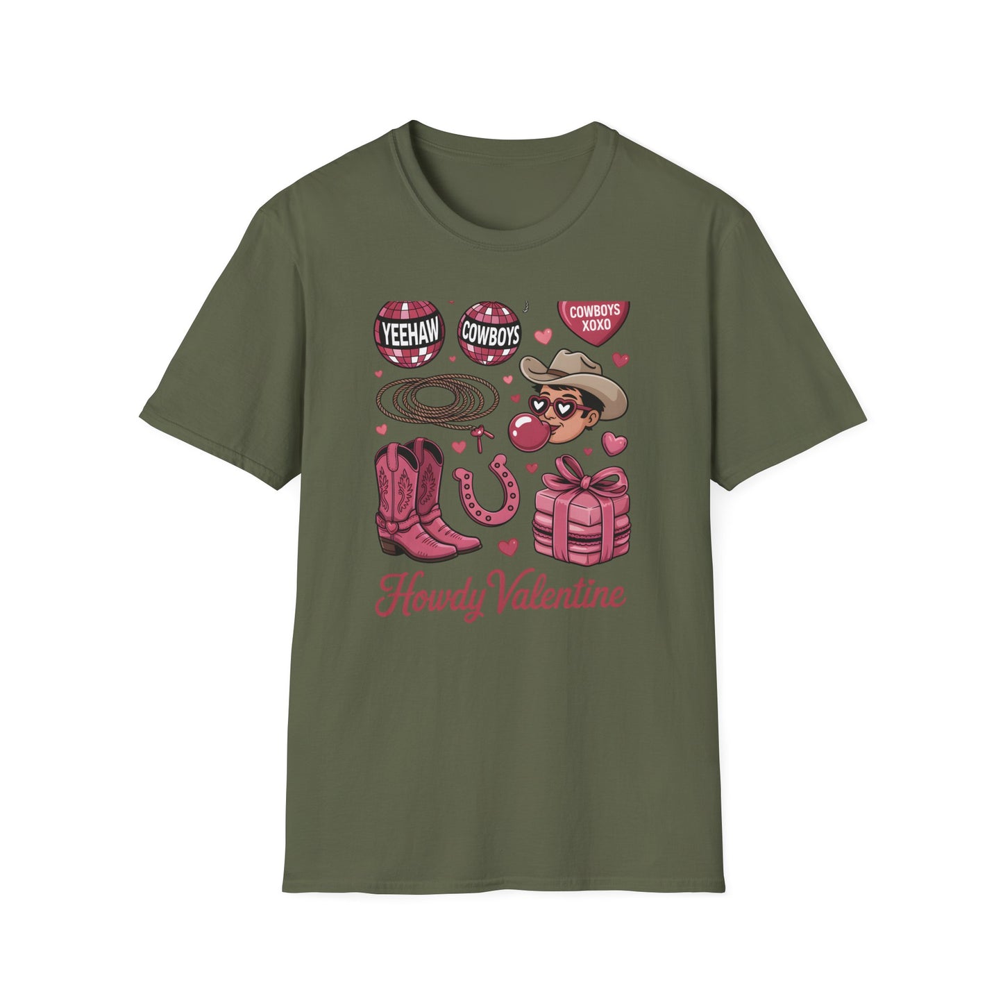 Howdy Valentine Cowboy T-Shirt | Sweet Western Love & YEEHAW Disco Heart Tee for Her | Unique Valentine's Day Gift