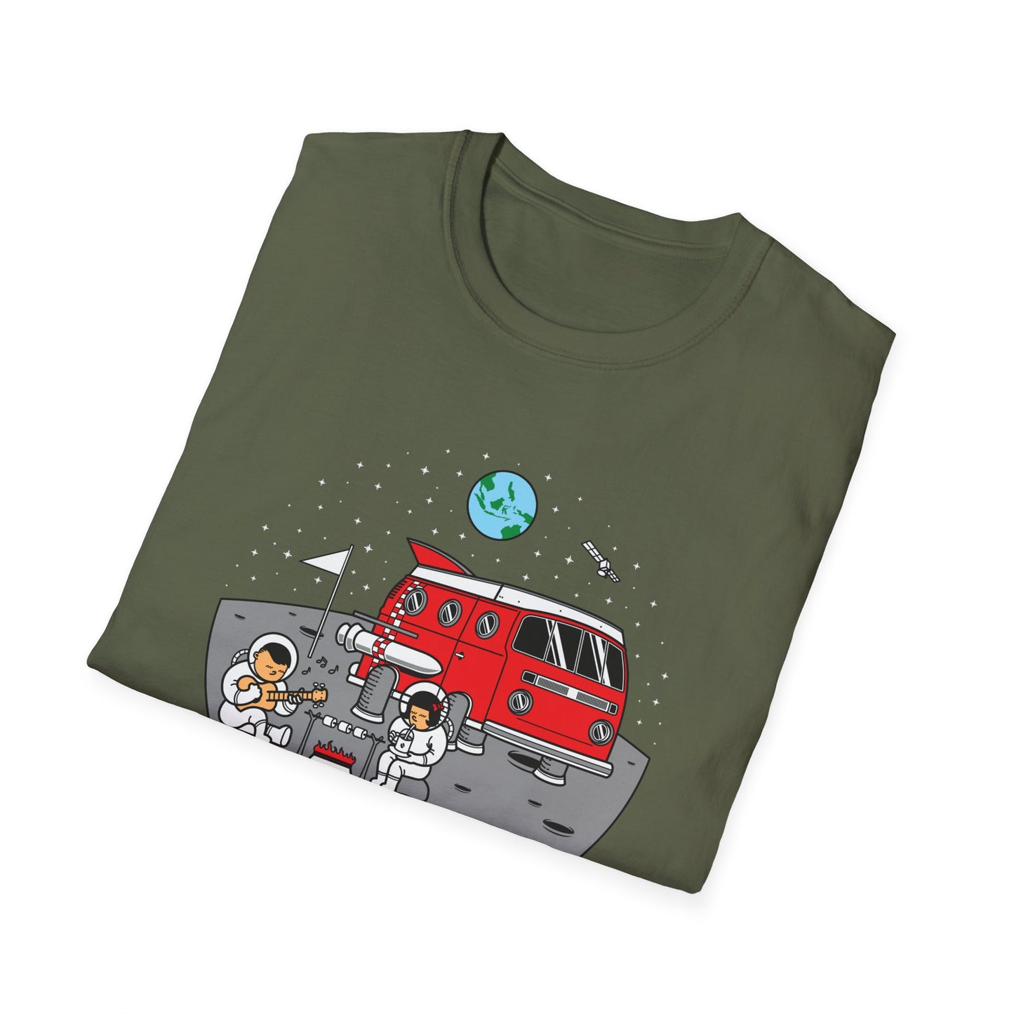 Epic Moon Camping T-Shirt: Astronauts, Space Van & Music Adventure Tee | Unique Cosmic Lover Gift