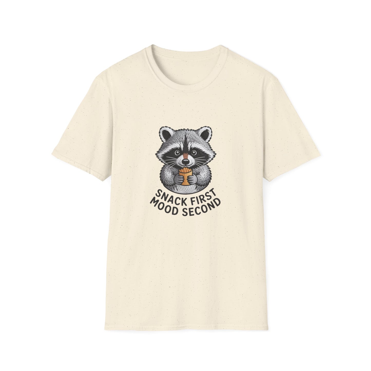 Epic Raccoon Snack T-Shirt | Funny 'Snack First Mood Second' French Fry Lover Tee | Adorable Animal Graphic Gift