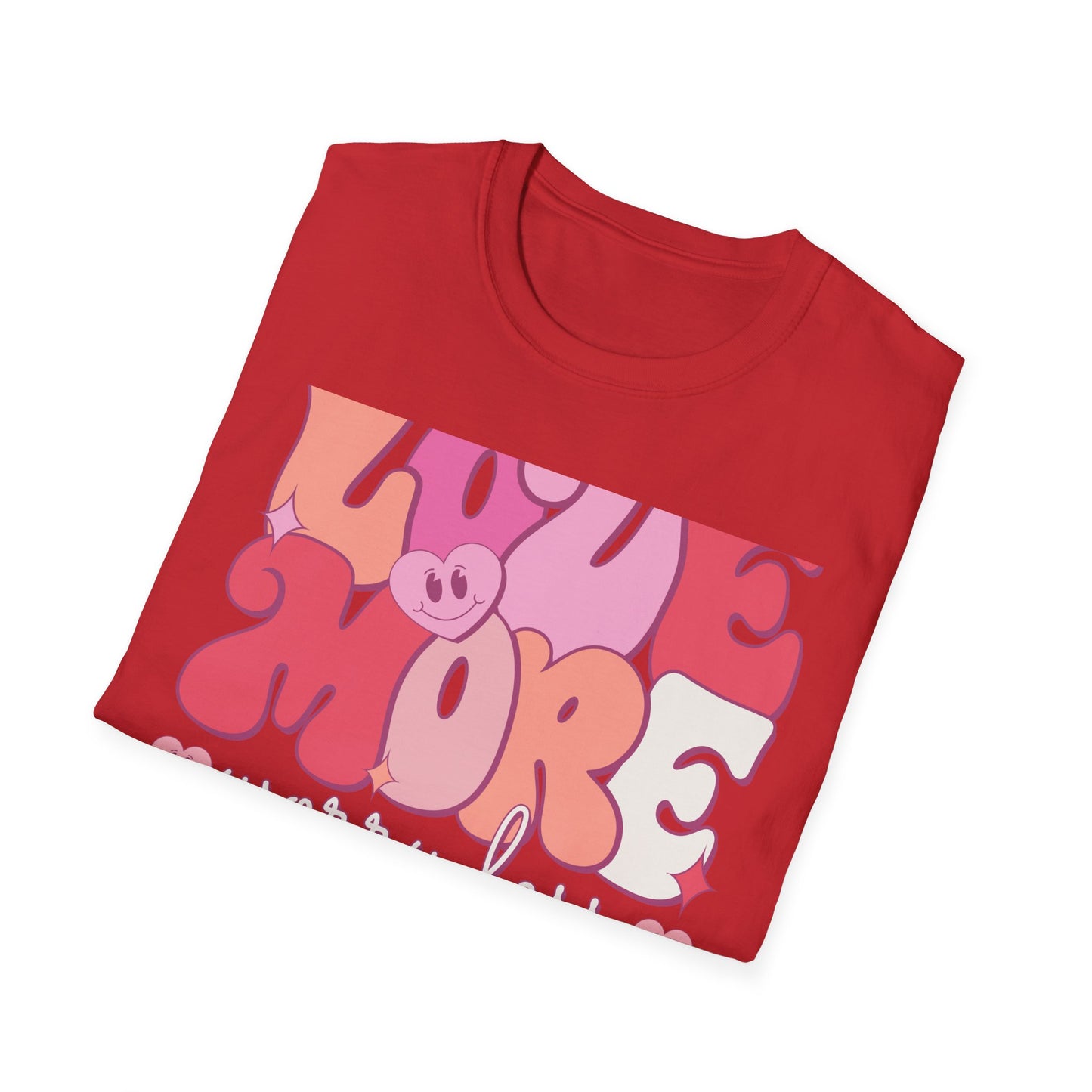 Groovy "LOVE MORE worry less" T-Shirt | Retro Happy Heart Tee | Positive Vibes Apparel for All | Inspiring Gift