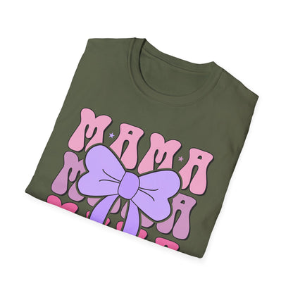 Trendy Groovy MAMA T-Shirt for Moms | Adorable Pink Purple Bow Tee | Perfect Mother's Day Gift for Her