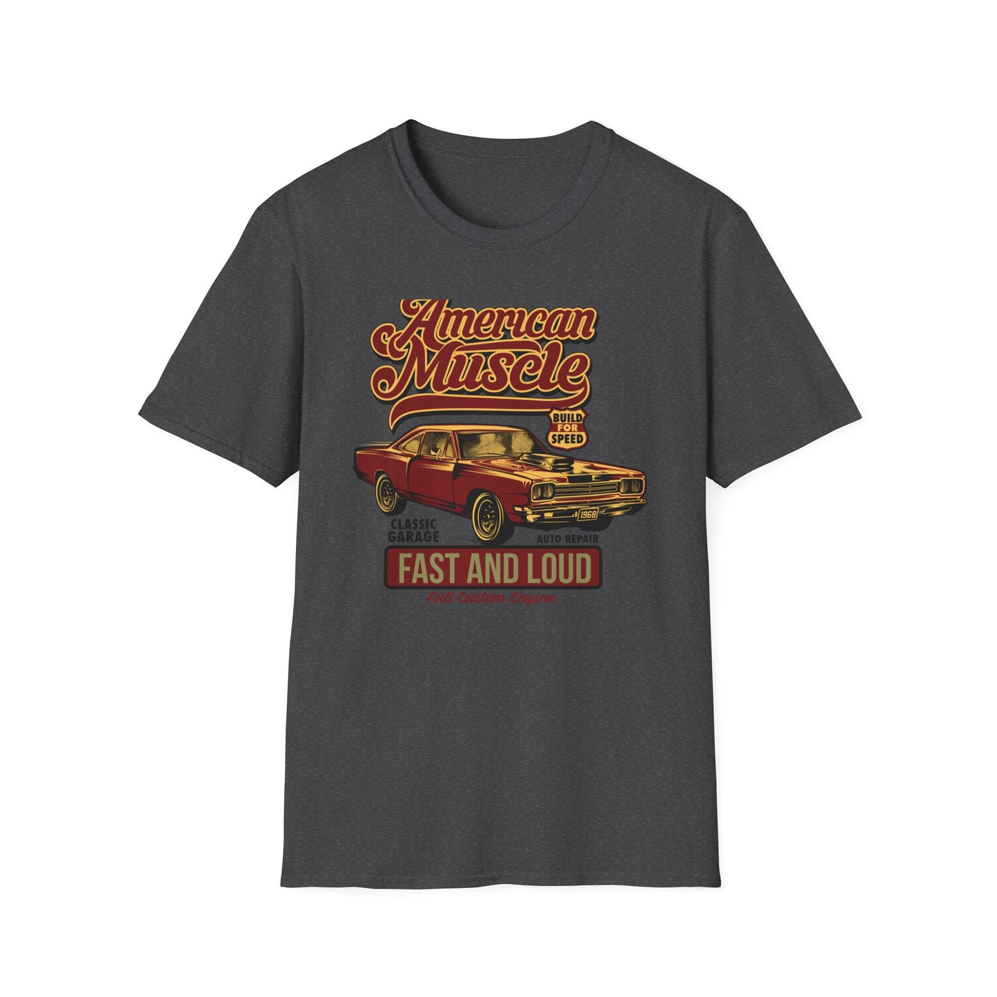 Epic American Muscle Car T-Shirt | Vintage 1968 Hot Rod Enthusiast Tee | Fast & Loud Garage Style for Men